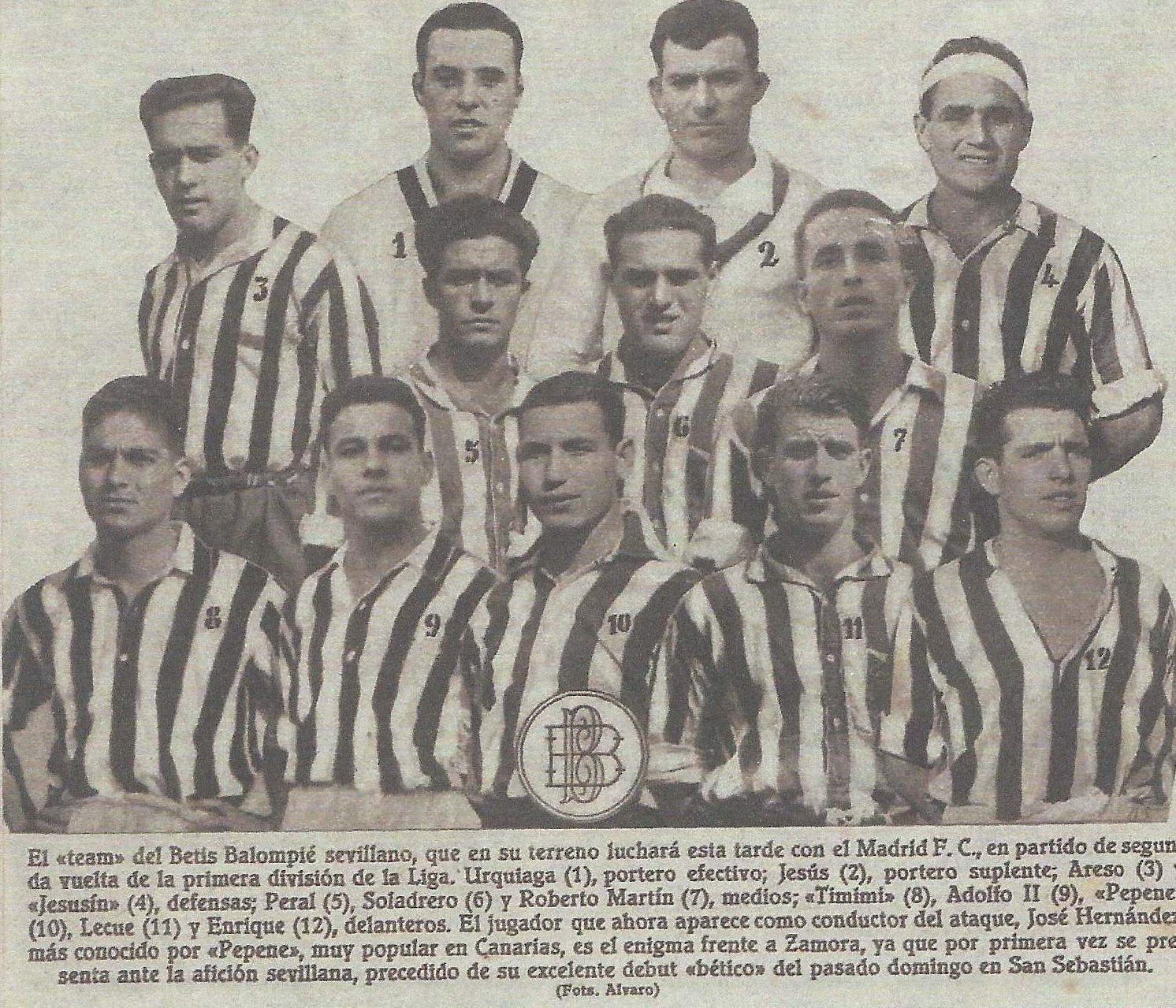 Historia del Real Betis 1933Febrero 19Primera División.Betis